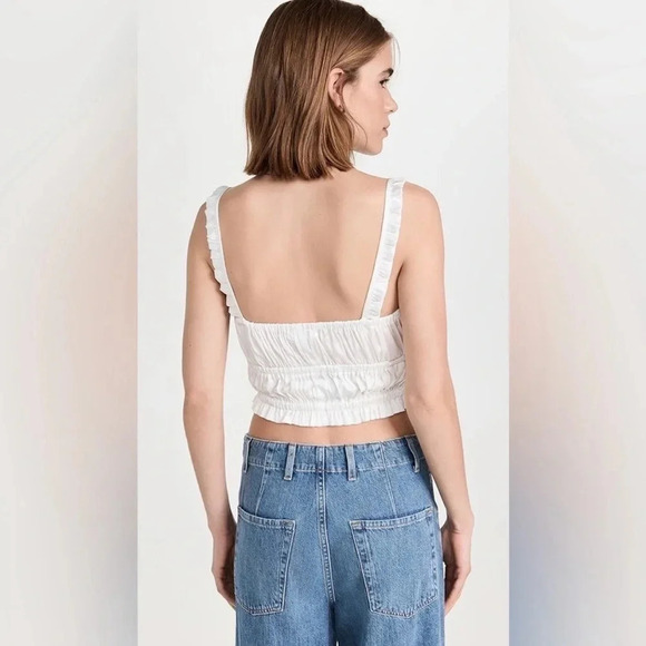 NWT! WAYF Peyton White Smocked Crop Camisole. Medium - Picture 2 of 8